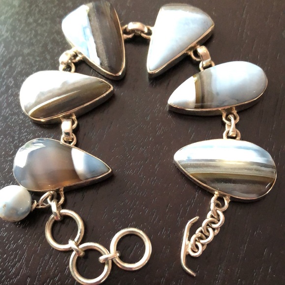 Owyhee opal sterling silver bracelet - Picture 3 of 10